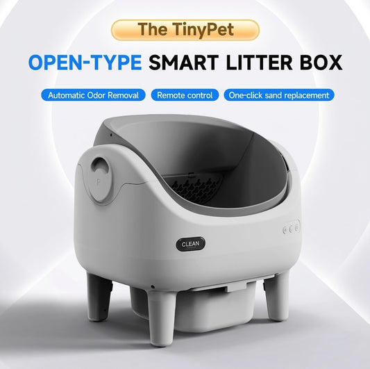 Open-Top Self-Cleaning Litter Box: App Control, UV and Odour Filtering