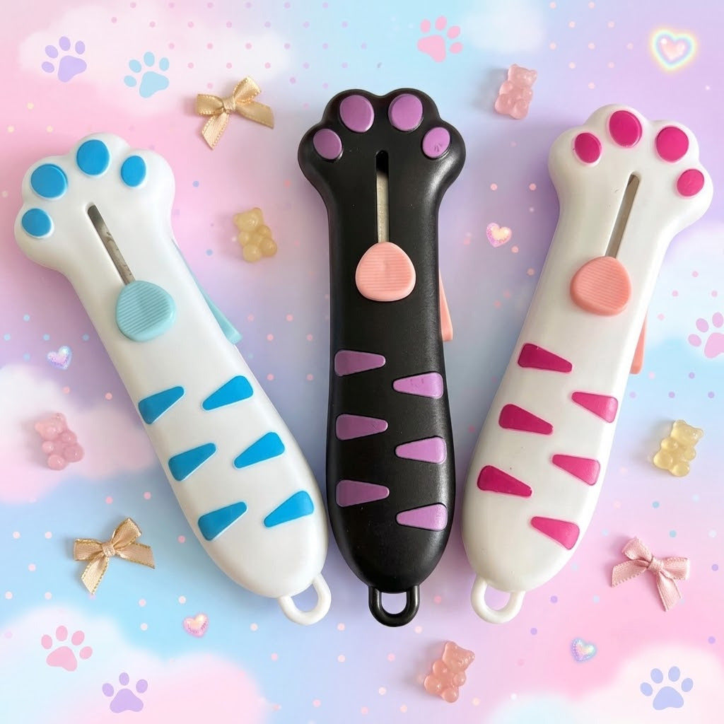All three colourways together: white and blue, black and purple, white and pink
