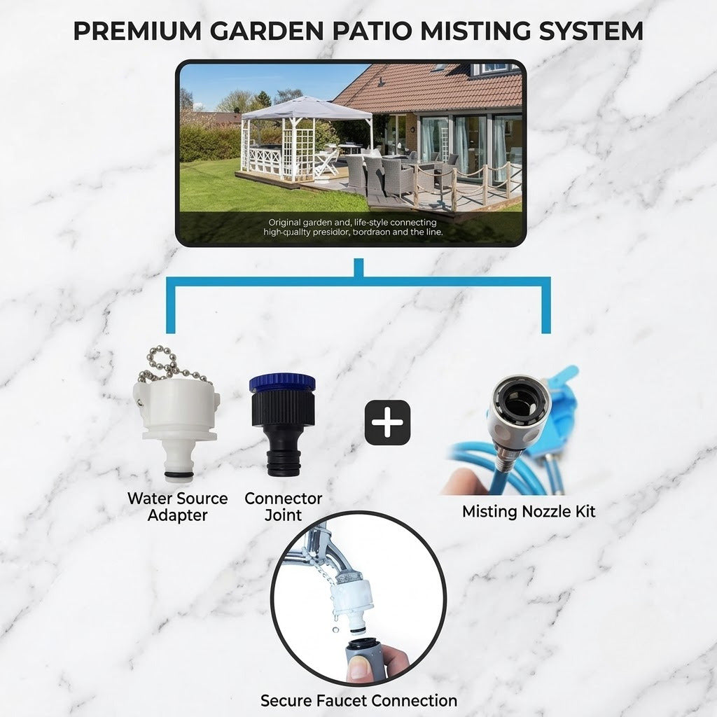 Supplier promotion for a separate garden patio misting kit, not included