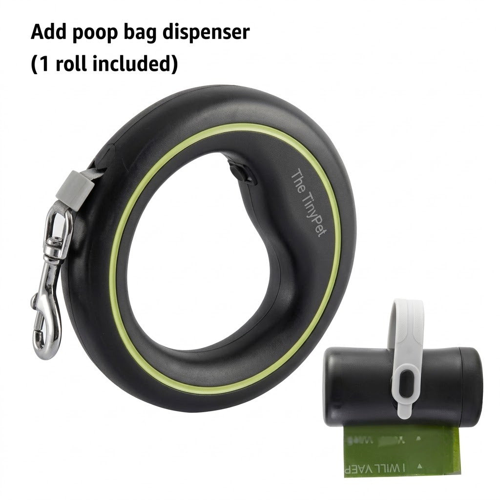 Black and green ring leash with the matching bag dispenser attached