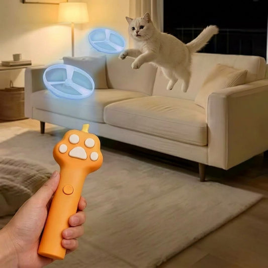 Flying Disc Cat Wand: One-Press Launcher with Six Glow Discs