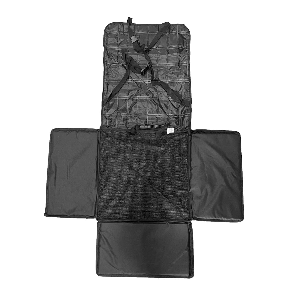 The plain black version of the seat carrier laid open
