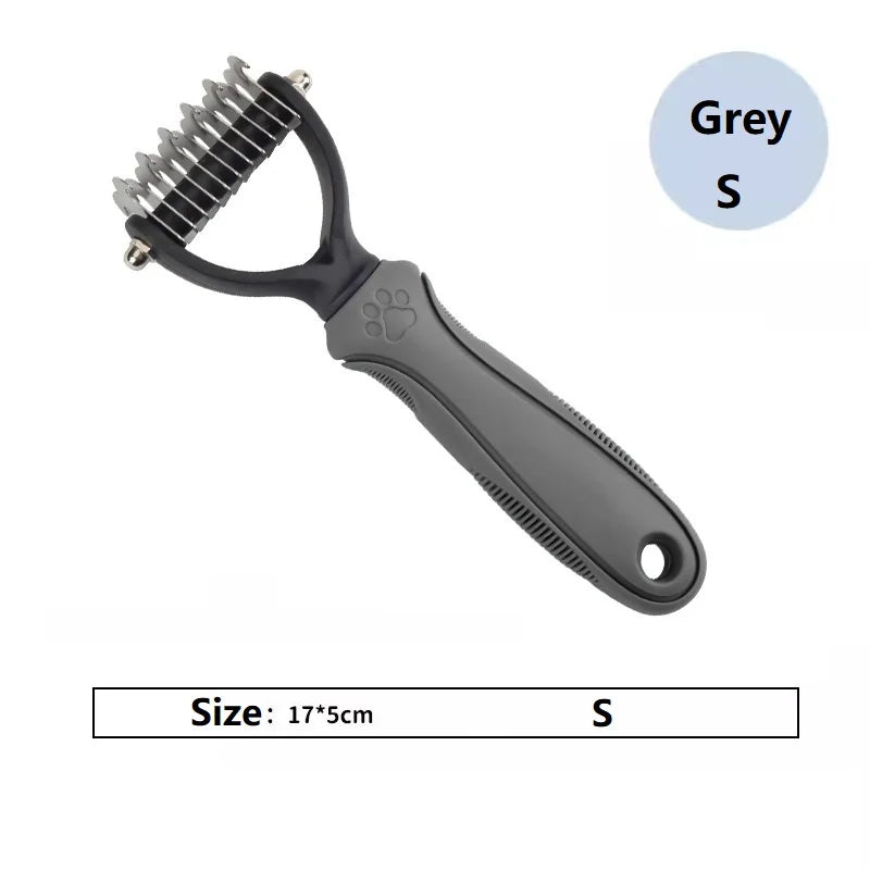The grey rake shown on its own with the rubber handle