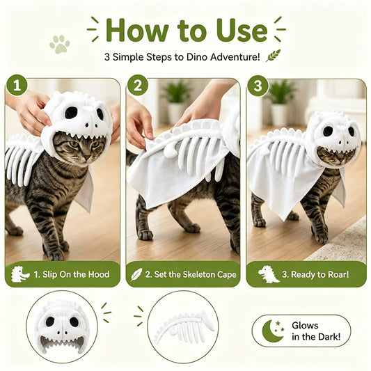 Three steps: slip on the hood, set the skeleton cape, done