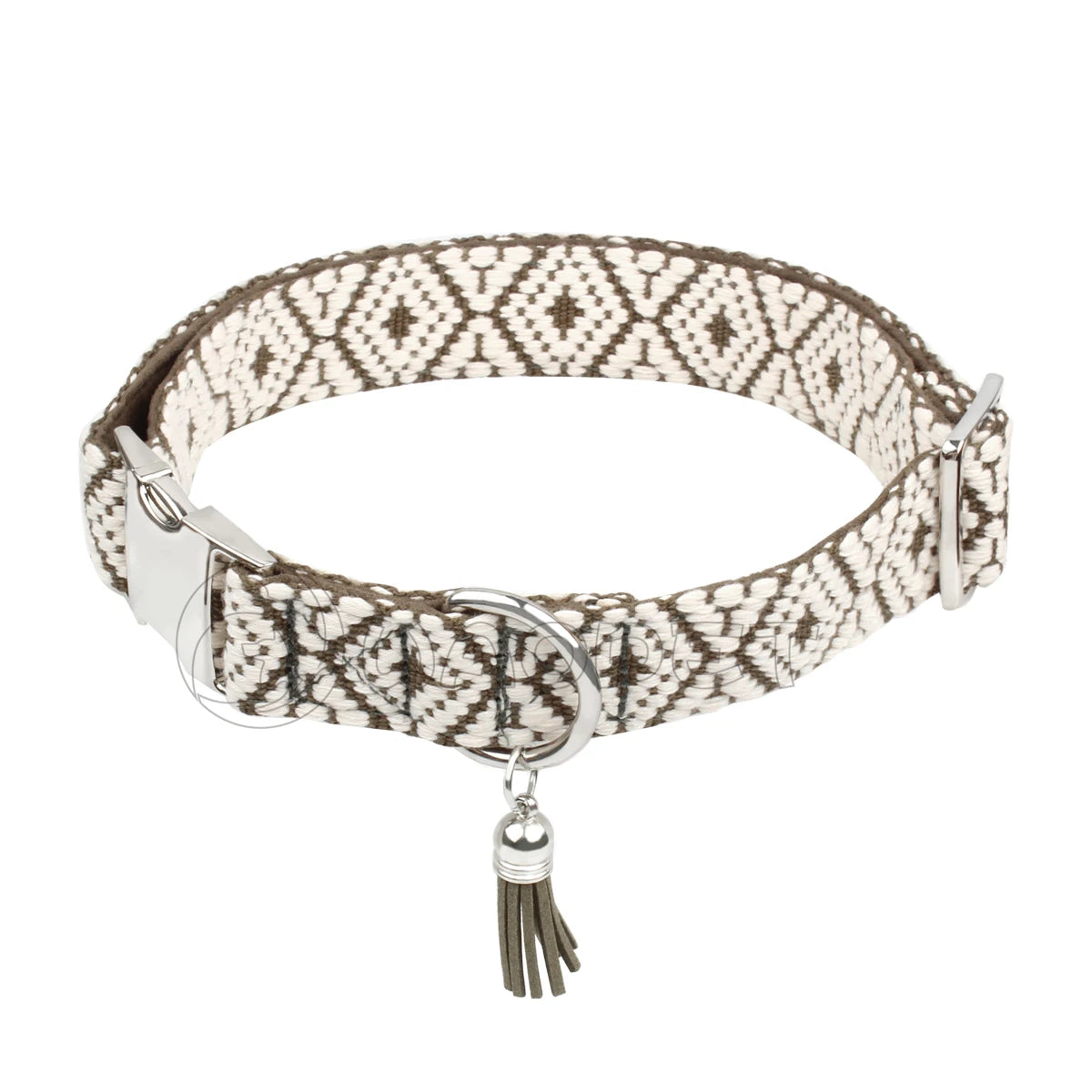 The off-white patterned collar laid flat