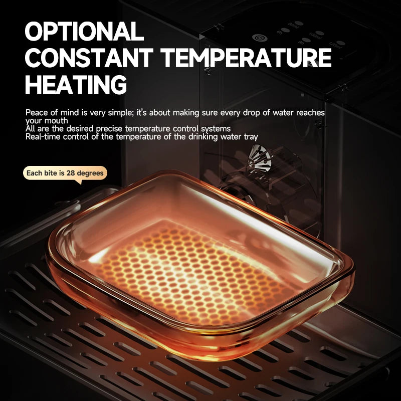 The heated tray of the heated version, holding the water at 28 degrees