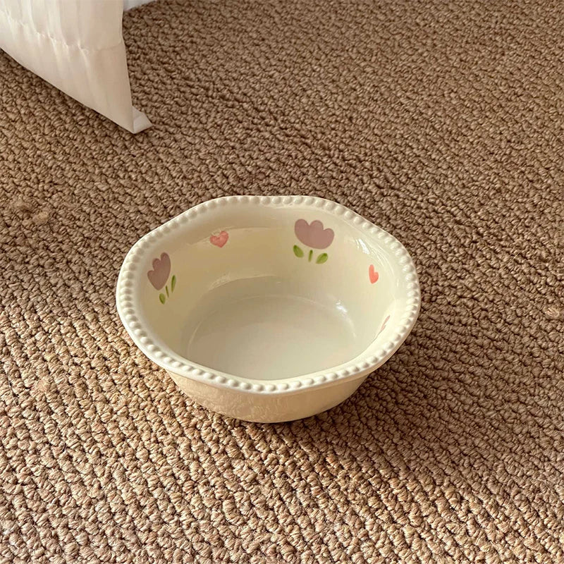 Ceramic bowl with a small flower pattern