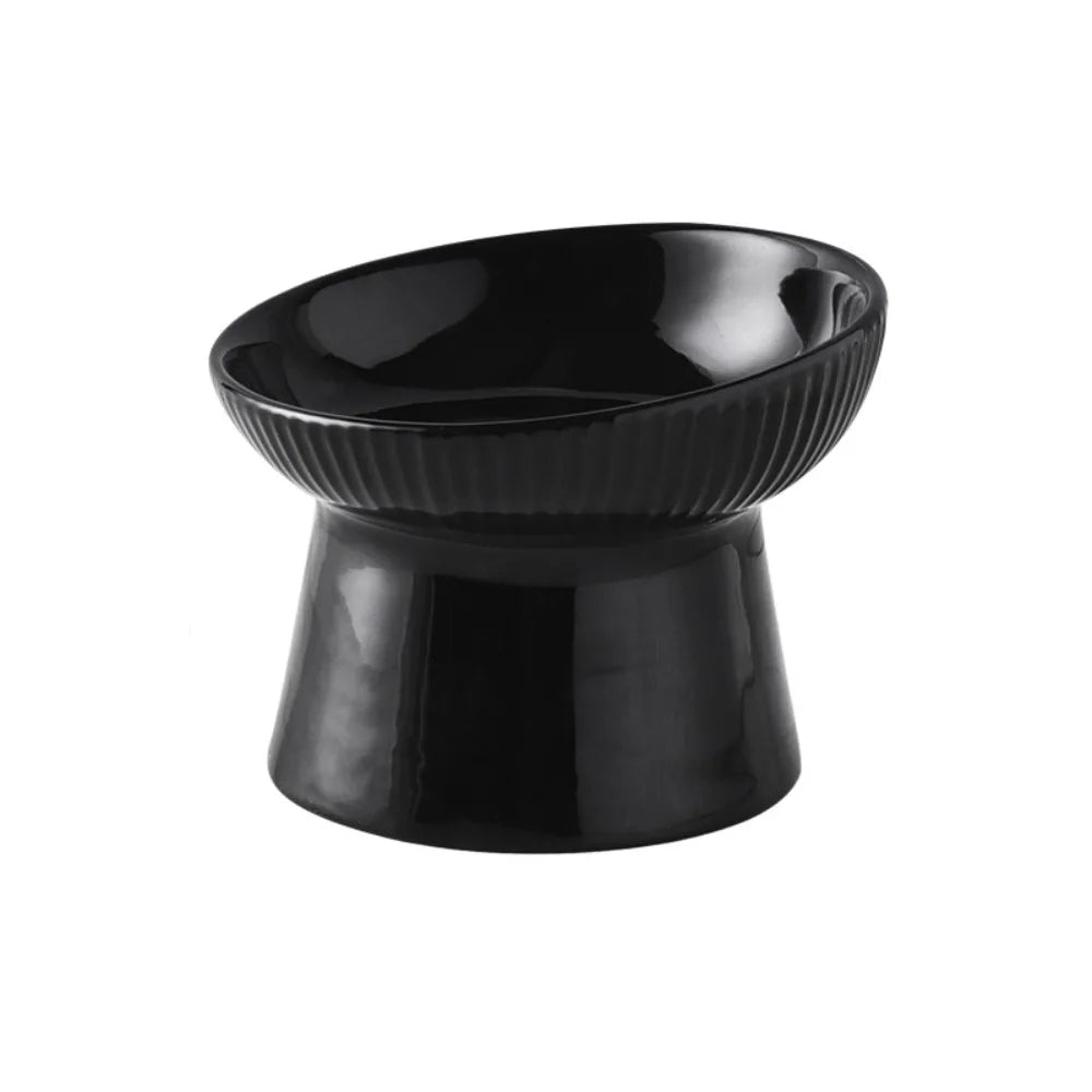 Black fluted pedestal bowl with a straight rim