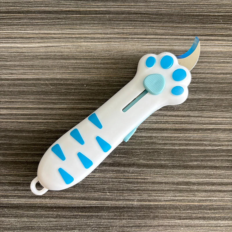 The white and blue cat paw box cutter