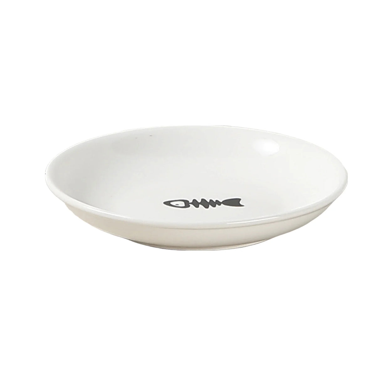 White ceramic dish with a fish bone motif