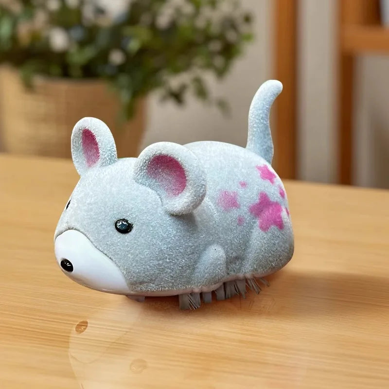 The grey electric mouse toy with pink markings