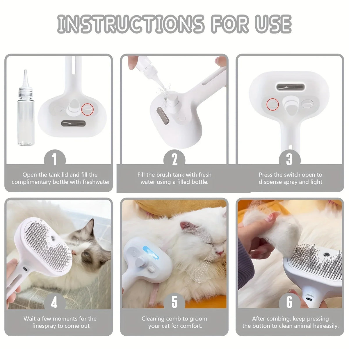 Step-by-step instructions for filling and using the brush