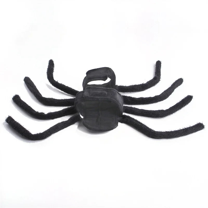 The spider costume laid flat, showing all eight legs