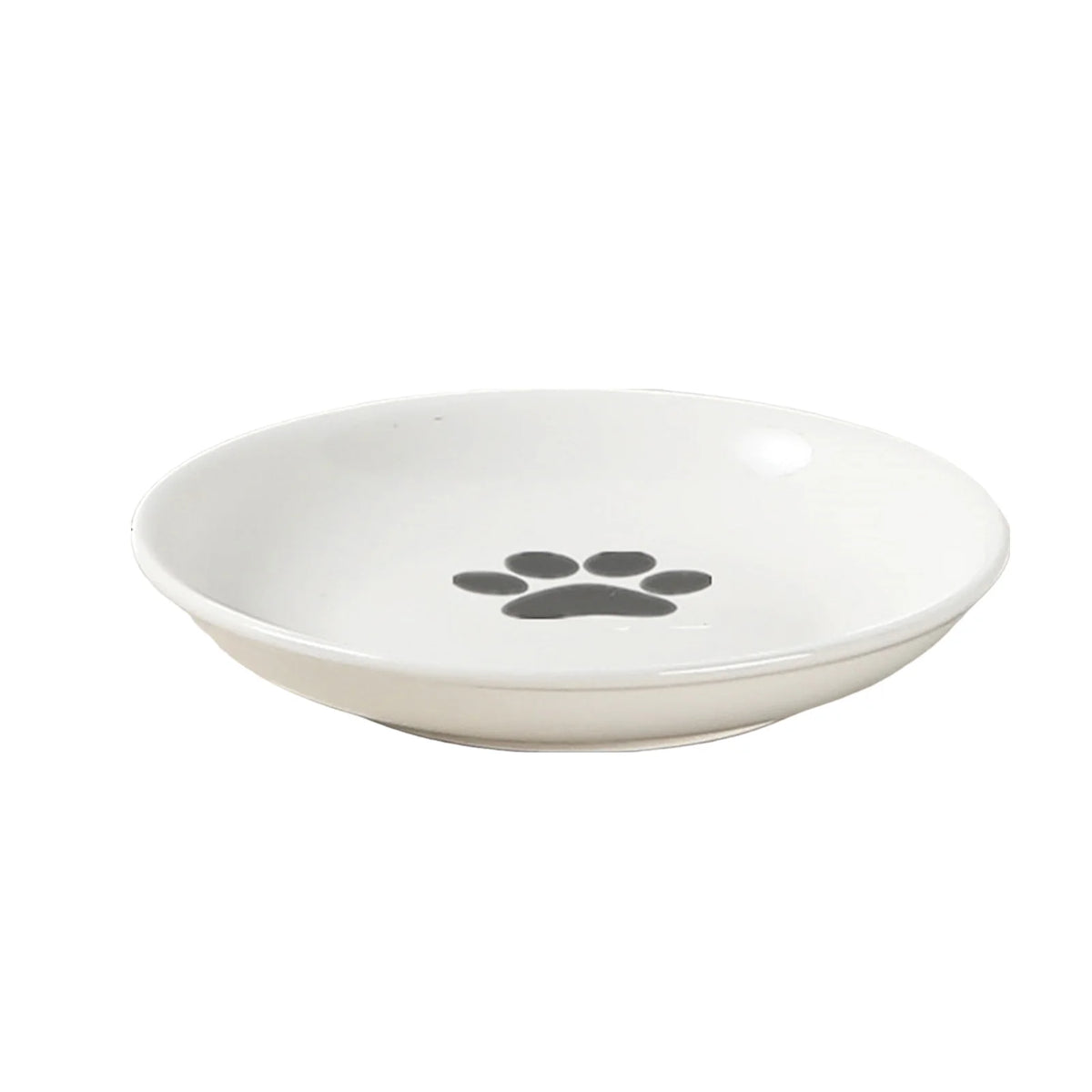 White ceramic dish with a paw print in the base
