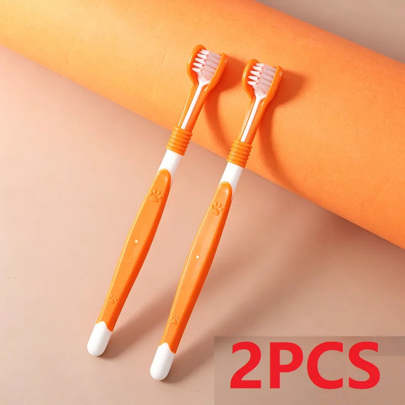 Two orange toothbrushes