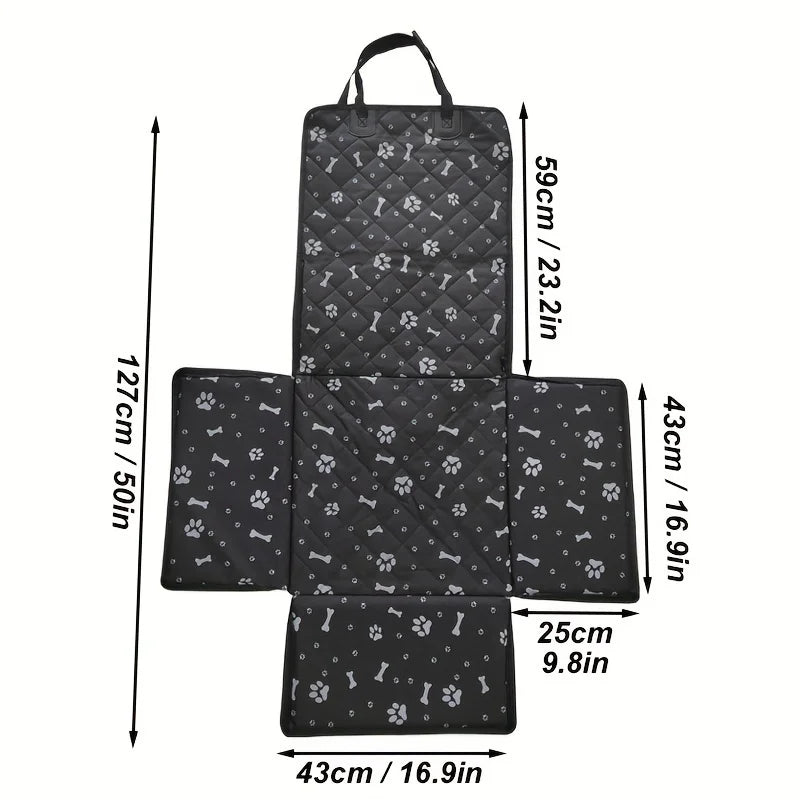 Dimension diagram of the black bone-print carrier in centimetres and inches