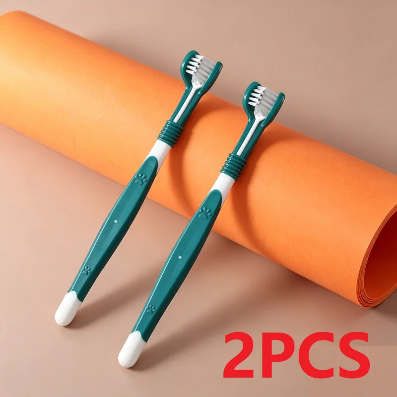 Two teal toothbrushes