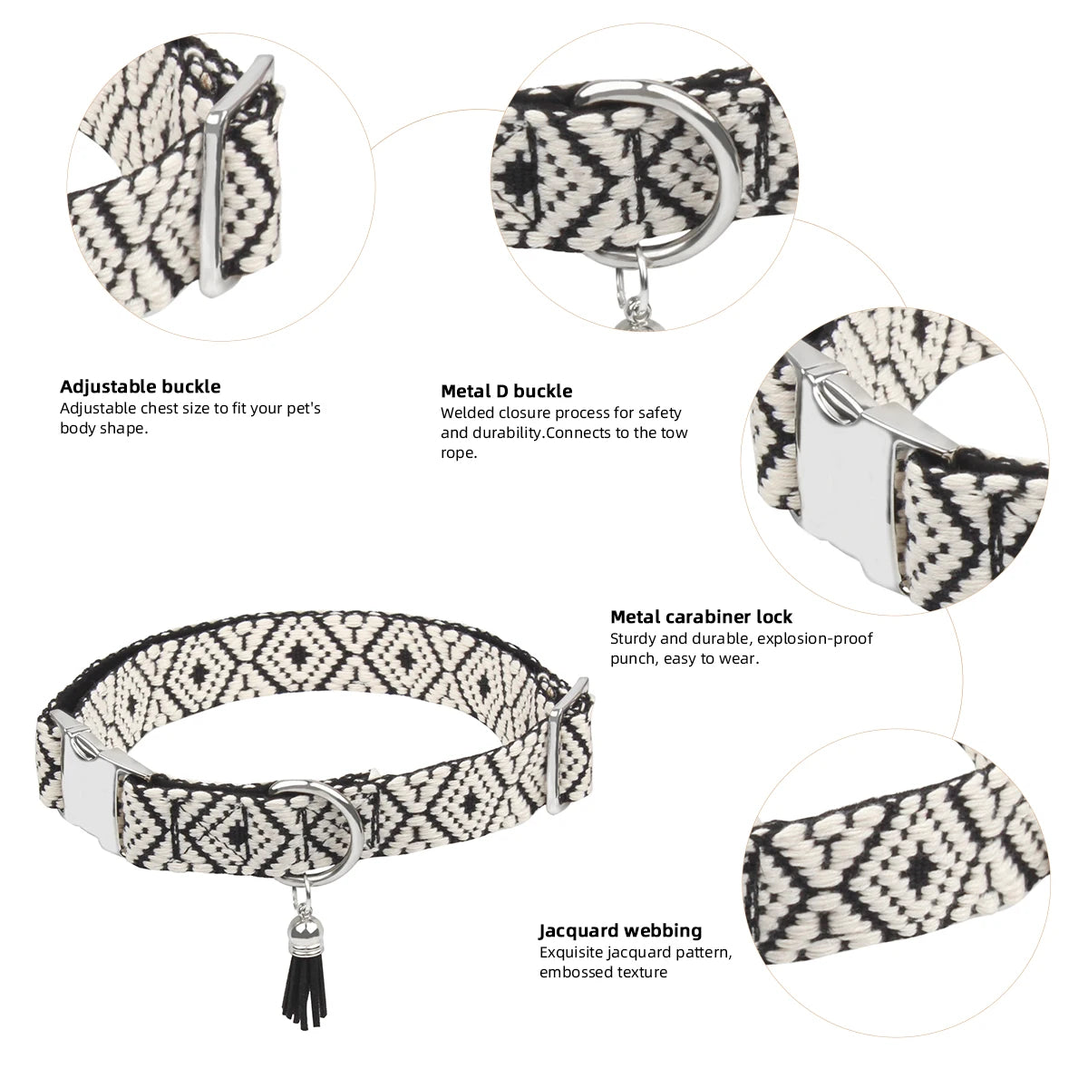 Details of the adjustable buckle and jacquard weave