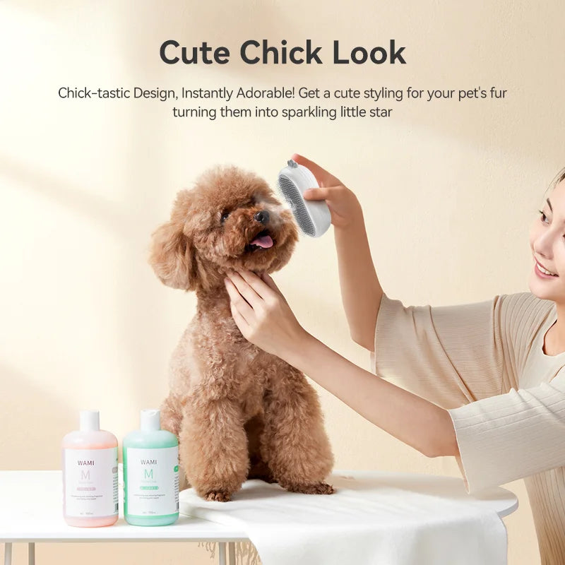 A cat being groomed with the brush