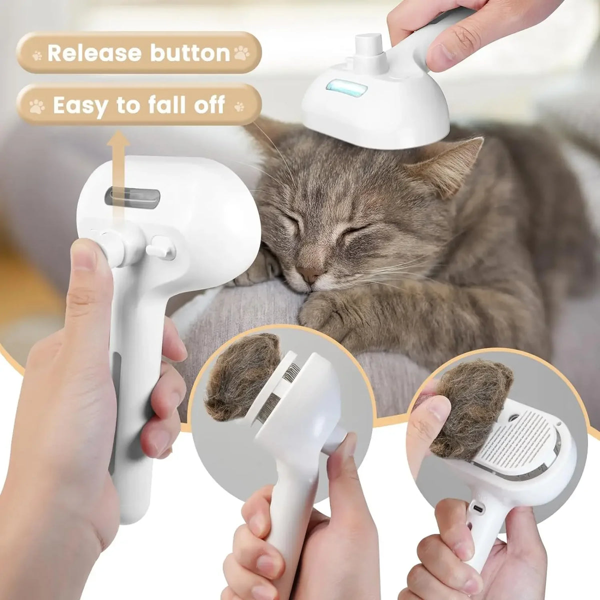 The release button being pressed on the brush head