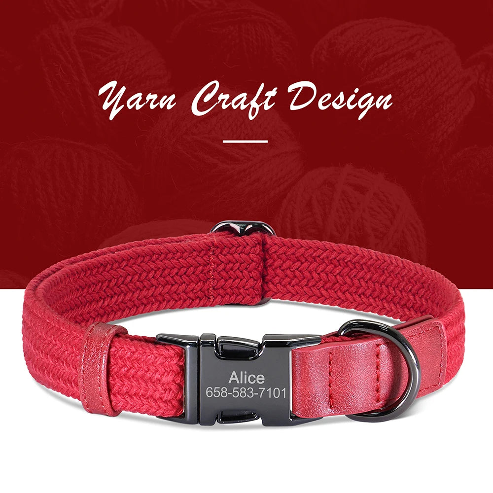 Red collar with an engraved buckle