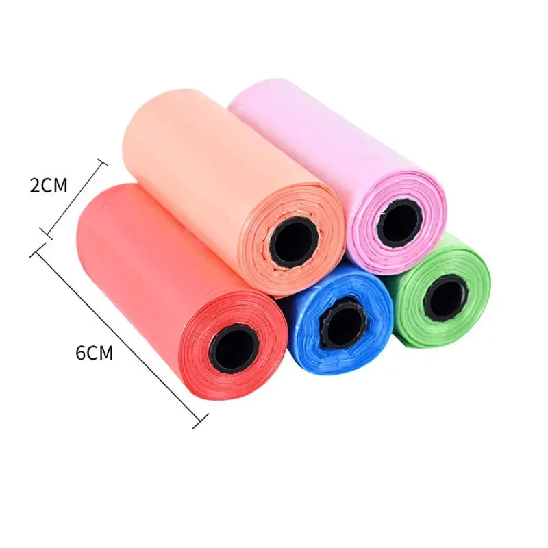 Five rolls of waste bags, each roll 6 cm long and 2 cm across