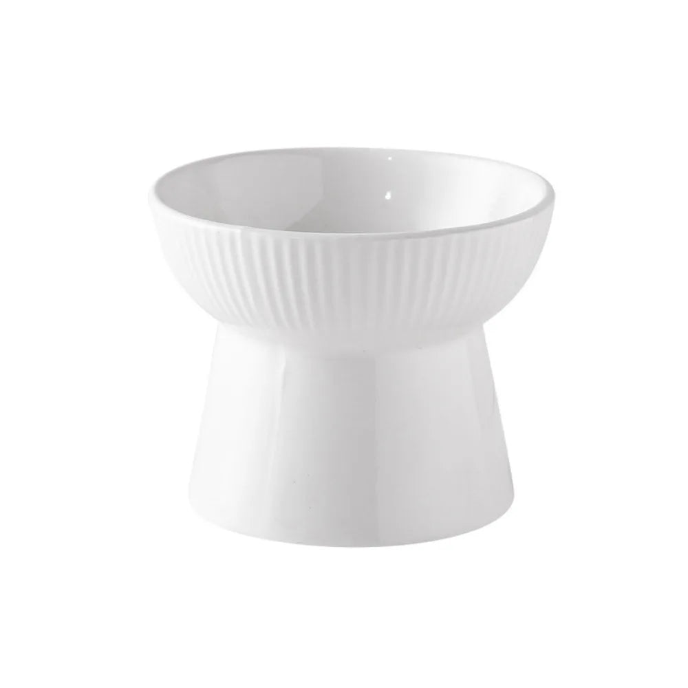 White fluted pedestal bowl with a straight rim