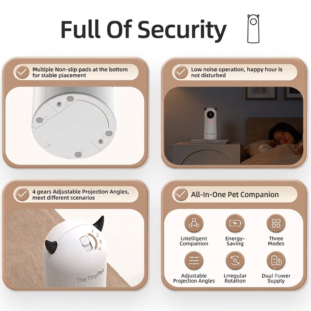 Details: non-slip base, quiet running at night, the angle dial and the six features
