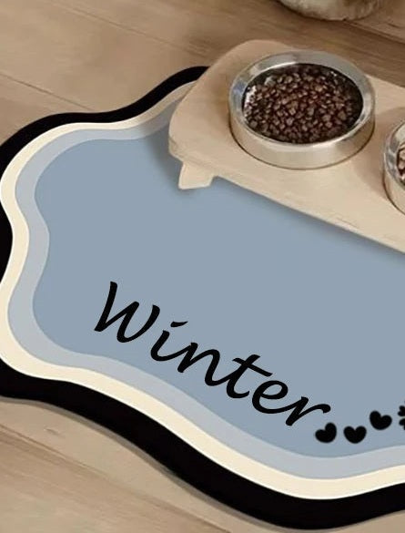Personalised pet feeding mat, Blue, flower