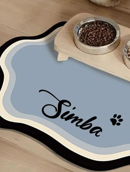 Personalised pet feeding mat, Blue, paw1