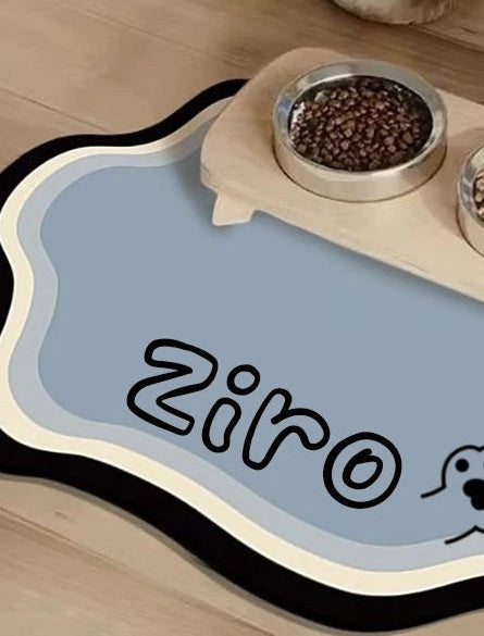 Personalised pet feeding mat, Blue, paw2
