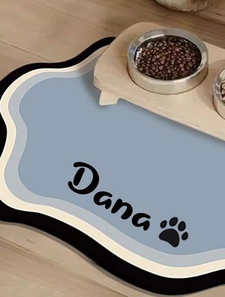 Personalised pet feeding mat, Blue, paw3