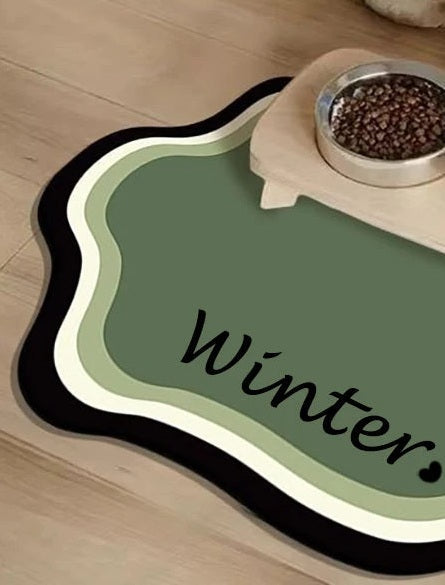 Personalised pet feeding mat, Green, flower