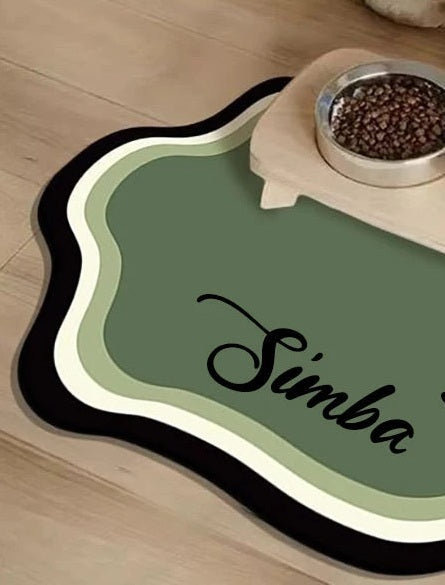 Personalised pet feeding mat, Green, paw1