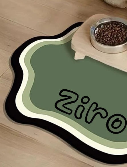 Personalised pet feeding mat, Green, paw2