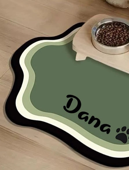 Personalised pet feeding mat, Green, paw3