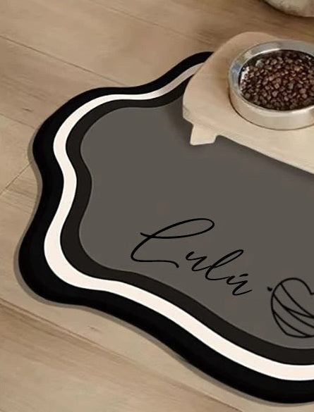 Personalised pet feeding mat, Grey, heart