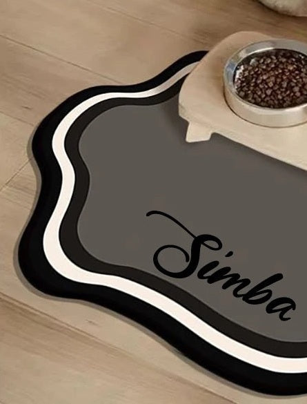 Personalised pet feeding mat, Grey, paw1