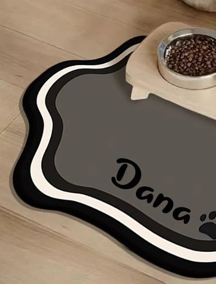 Personalised pet feeding mat, Grey, paw3