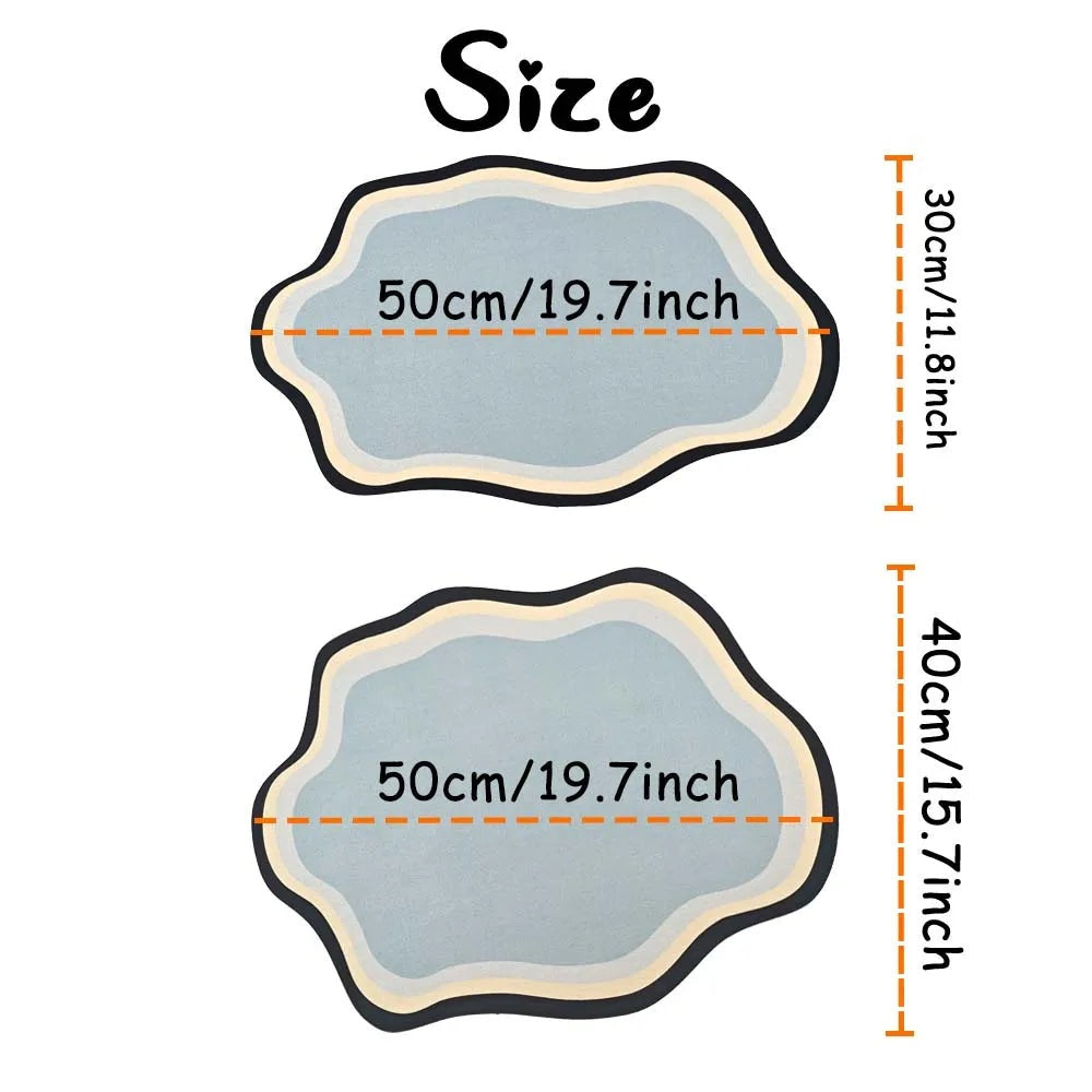 Size guide: 50 by 30 cm and 50 by 40 cm personalised pet feeding mats