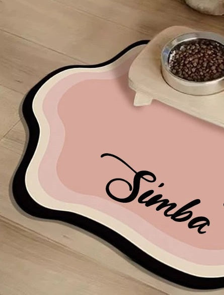 Personalised pet feeding mat, Pink, paw1