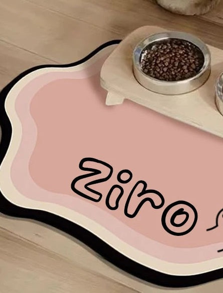 Personalised pet feeding mat, Pink, paw2