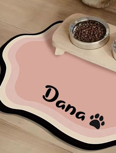 Personalised pet feeding mat, Pink, paw3