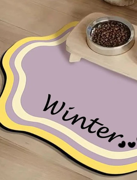 Personalised pet feeding mat, Purple, flower