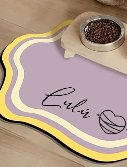 Personalised pet feeding mat, Purple, heart