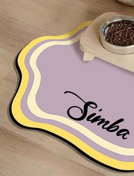 Personalised pet feeding mat, Purple, paw1