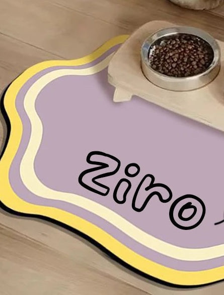 Personalised pet feeding mat, Purple, paw2