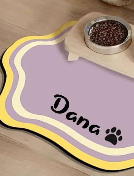 Personalised pet feeding mat, Purple, paw3